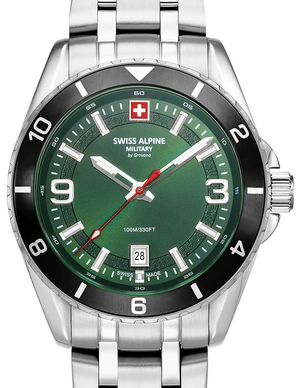 Swiss Alpine Military 7034.1138 Mens Watch Sierra silver green 42mm 10ATM BY SWISS ALPINE MILITARY - Watches available at DOYUF