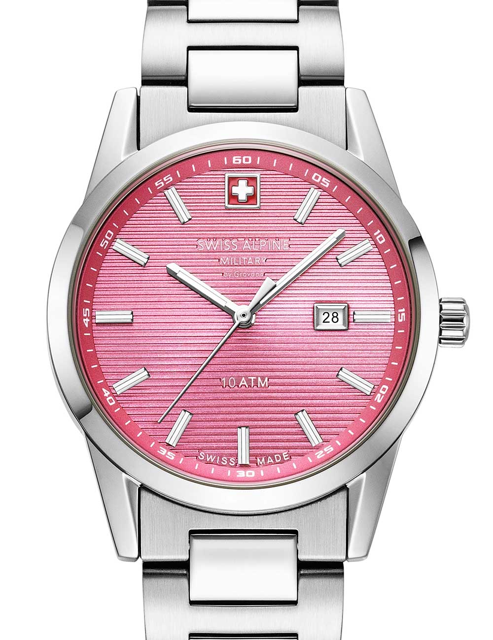 Buy SWISS ALPINE MILITARY Wristwatch 7767.1136 Ladies Watch Argos silver pink 34mm 10ATM Online in Bahrain Expensive Luxury