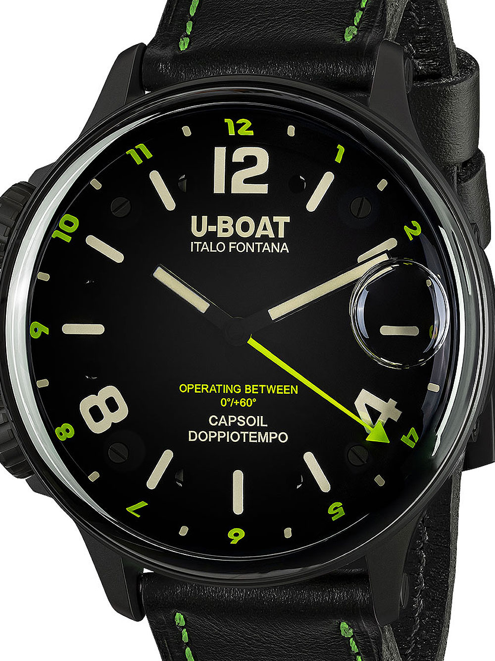 U-Boat 9675 Capsoil Doppiotempo DLC GMT Mens Watch 55mm 10ATM BY U-BOAT - Wristwatch available at DOYUF