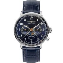 Zeppelin 7036-3 Hindenburg LZ129 men`s watch moon phase 40mm 3ATM