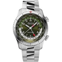 Alpina AL-255GR4S26B Startimer Pilot Worldtimer Mens Watch 41mm 10ATM