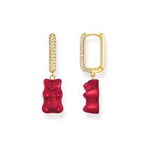 Thomas Sabo CR727-414-10 Gold-plated single creole w. green Goldbears in midi version in Midiversion 