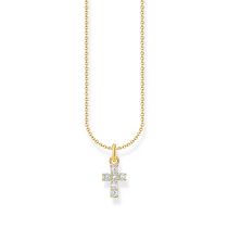 Thomas Sabo KE2226-414-14-L45V Gold-plated Necklace with Cross Pendant + Zirconia 38-45 cm Ladies