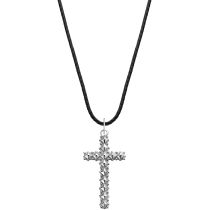 Rebel & Rose NL028-S-70 Studded Cross Black Unisex Necklace 70cm