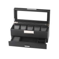 Rothenschild RS-3747-5BL Leatherette Watch Box [5] Black With Drawer