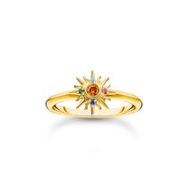 Thomas Sabo TR2458-488-7-56 VGold-plated ring w. sun and colourful stones 