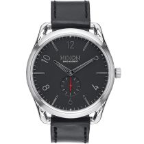 NIXON A465-008 C45 Leather Black Red 45mm 10 ATM
