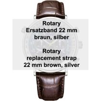 Rotary leather strap brown 22 mm lug width ref. 29163