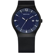 Bering Solar Watch Classic 14440-227 Men's Watch Black Blue 40 mm