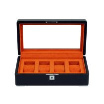 Rothenschild RS-3420-4-BL-ORA Watch Box Black [4] with orange velvet