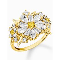 Thomas Sabo TR2335-414-4-56 Cocktailring flower with stones gold plated Ladies