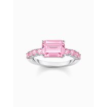 Thomas Sabo TR2451-051-9-54 Silver solitaire ring w. pink-coloured stones 