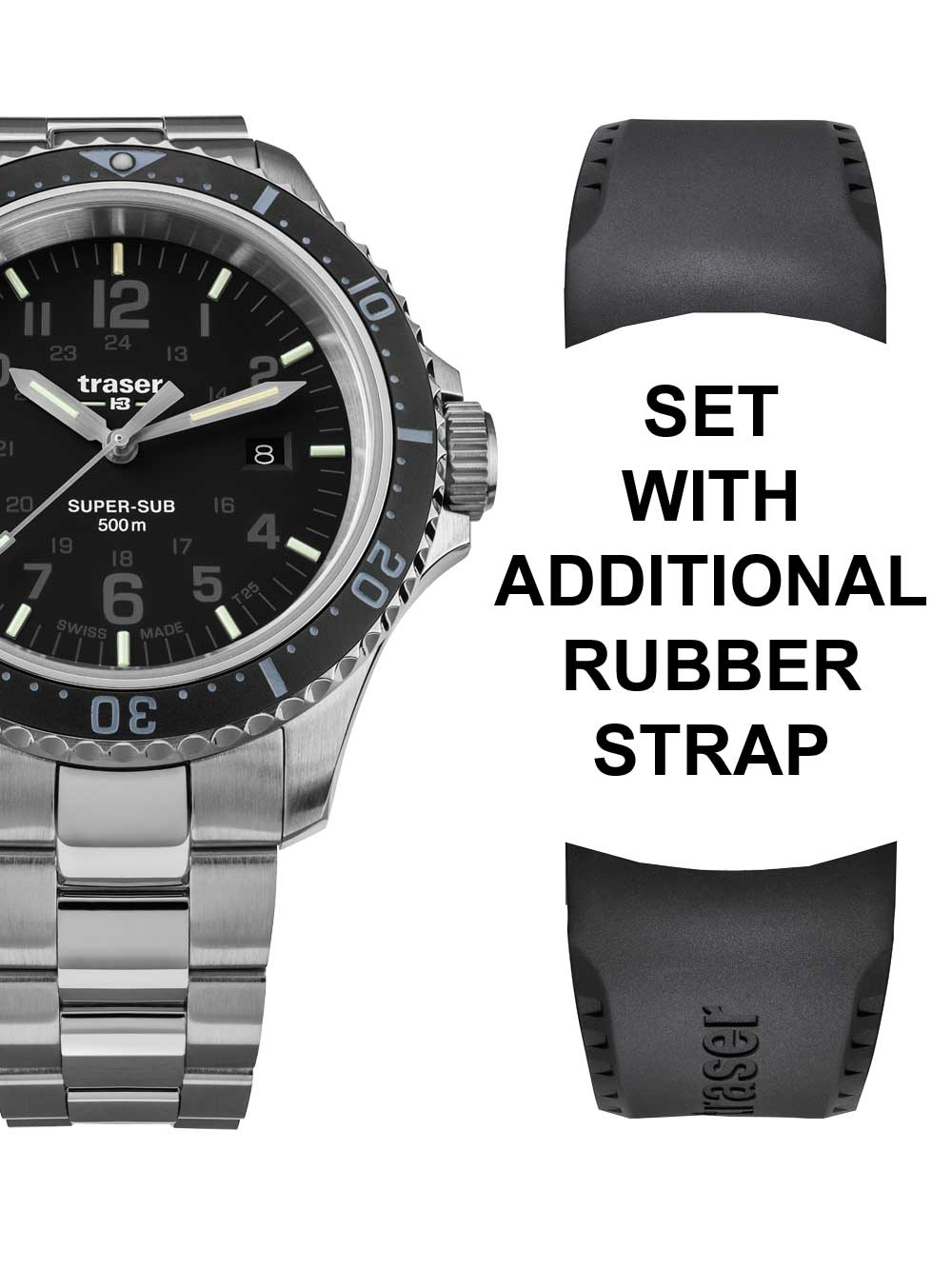 Traser H3 109376 P67 T25 SuperSub set black 46 mm diver 50ATM BY Traser H3 - Watches available at DOYUF